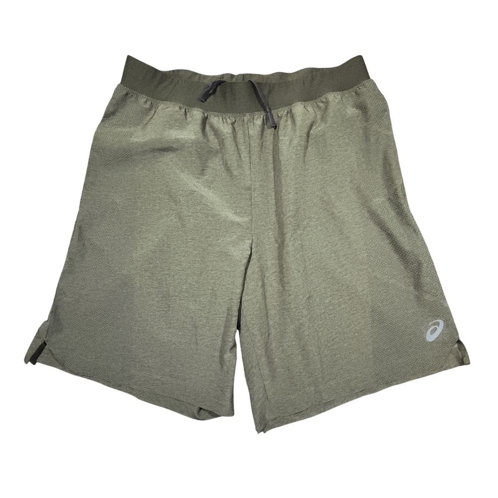 Asics Running Shorts L Mens Olive Green Jogging Athletic Gym Workout‎ 7" Inseam